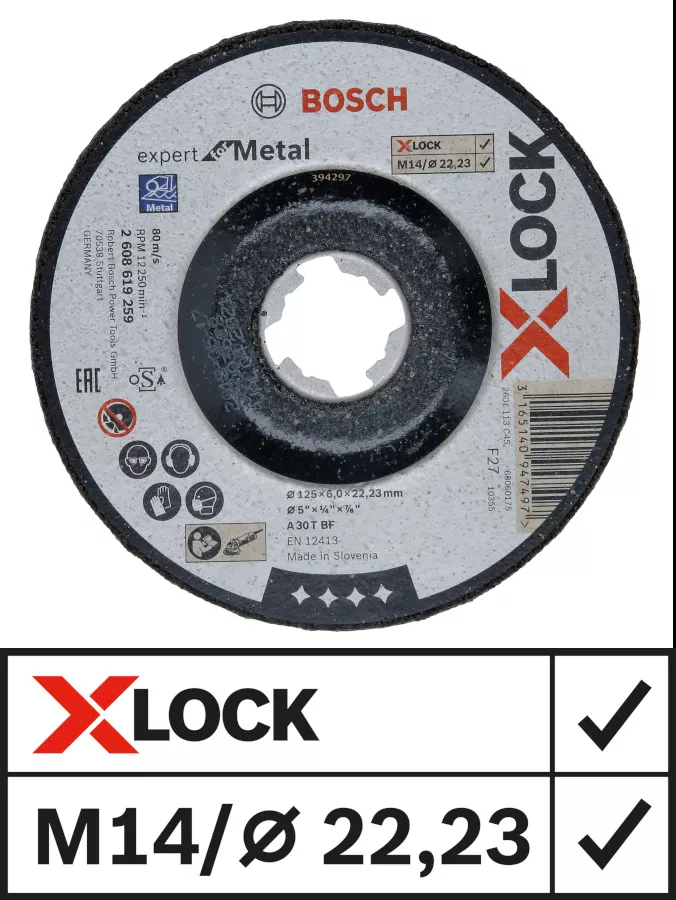 Meule à ébarber XLock 125mm Expert for Metal Bosch